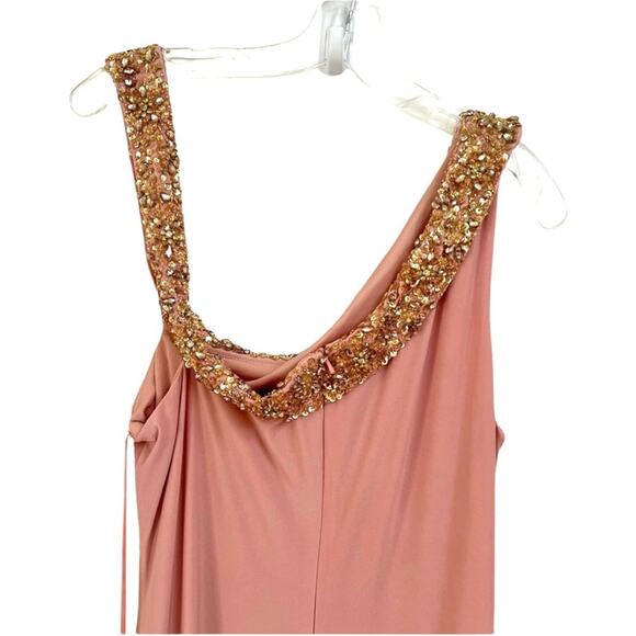 *NWOT Mac Duggal Beaded Drop Shoulder Jersey Gown Rose – Sz 12 - Picture 8 of 10